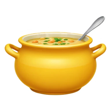 yellow pot with soup sticker