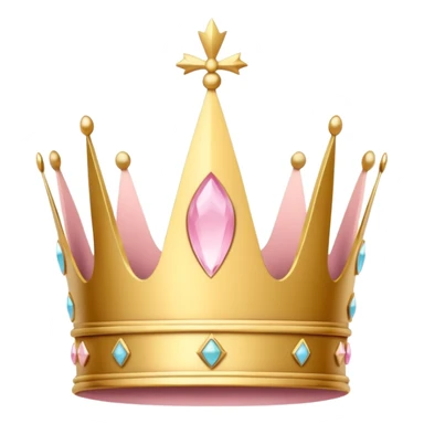 A luxurious golden crown with light pink accents and elegant details, featuring a prominent empty space  sticker