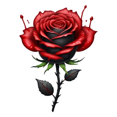 black rose with blood splatter sticker