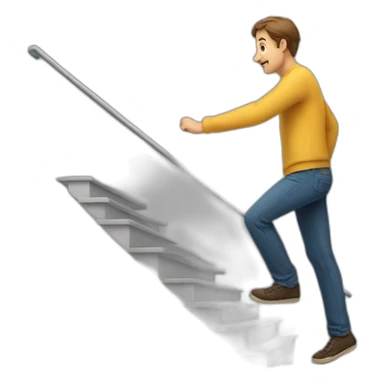 man stepping on a stairs one step at a time sticker