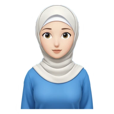 girl with white hijab wearing blue clothes, surrounded by multiple digital screens showing virtual world, metaverse elements, augmented reality displays sticker