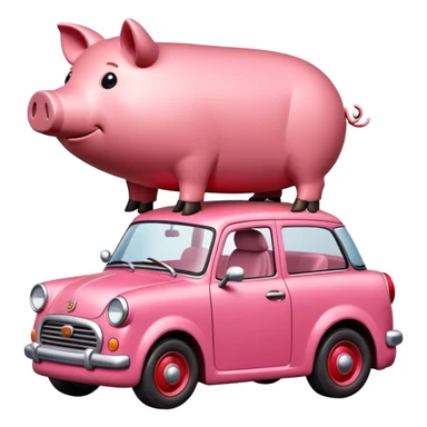 car on top of a pig sticker