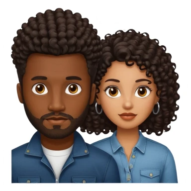 Dark brown skin man with a light beard and a curly   fade haircut with dark brown eyes with a brown skin  Latina woman with dark straight hair  sticker