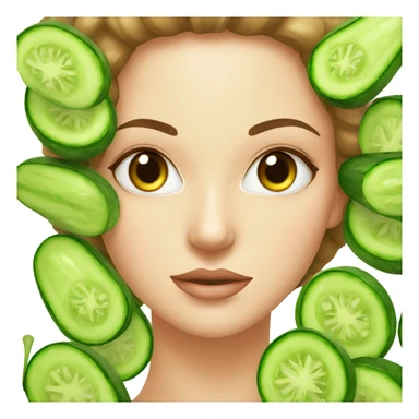 woman with cucumbers on eyes spa sticker