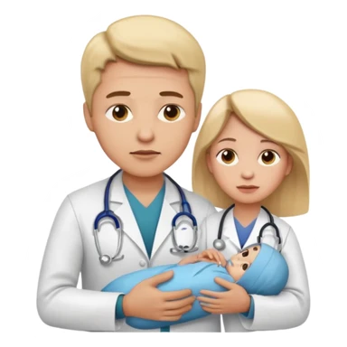 American doctor explaining to mother with sick child. for Family Medicine emoji sticker