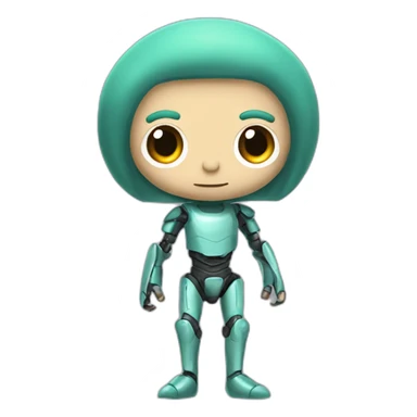 elf man with tyrkys hair and robotic body sticker