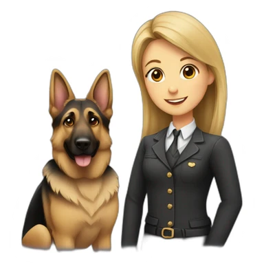 German Shepherd with a girl sticker