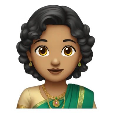 Indian girl, fair, hazel green eyes, wavy black hair, in saree sticker