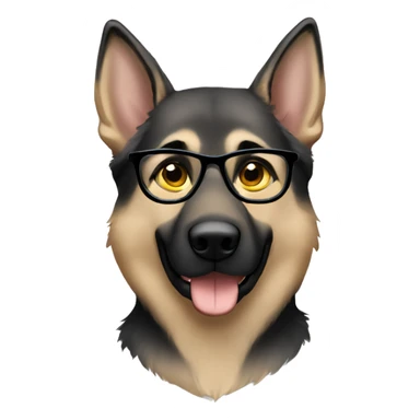 a handsome guy with brown hair, black thin stylish glasses and grey eyes. the grey german shepherd with yellow eyes sticker
