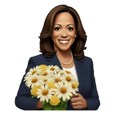 Kamala harris gives flowers to blonde woman sticker