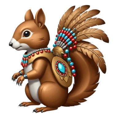 Full Robotic squirrel wearing native American regalia with feathers and beads sticker