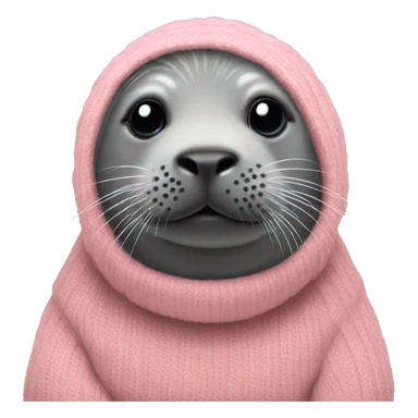 grey seal wearing a peachy pink turtle neck jumper sticker