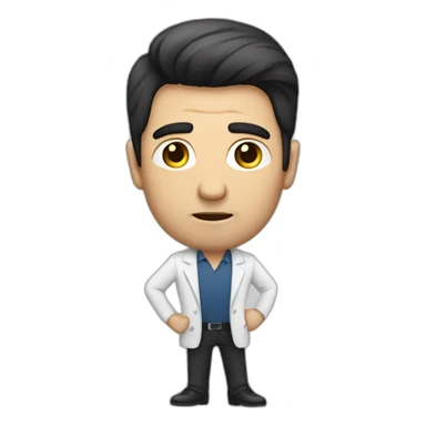 Hypnotherapist man with dark hair pointing serious face sticker