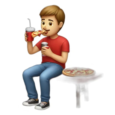  guy eating pizza and drinking coke sticker