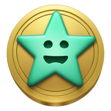 3D thick money coin icon, star in center sticker