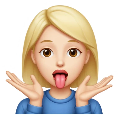 Toung out with hands on the said sticker