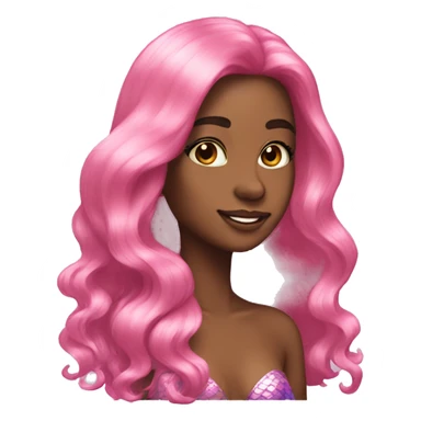 Iridescent mermaid long hair pink sticker