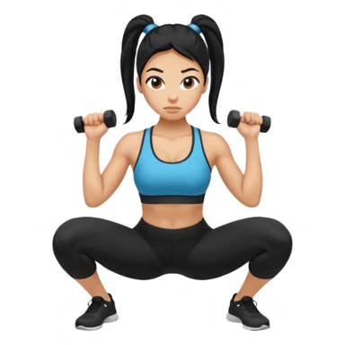 Women with long black ponytail doing a squat with no weights sticker