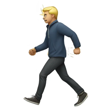 Man walking with lightning bolts sticker