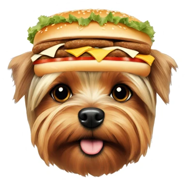 Yorkie's head in a wreath of cheeseburgers  sticker