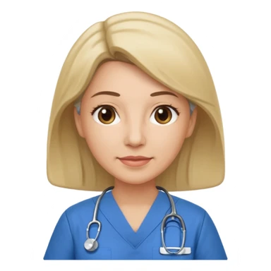 A middle aged female nurse wearing scrubs sticker