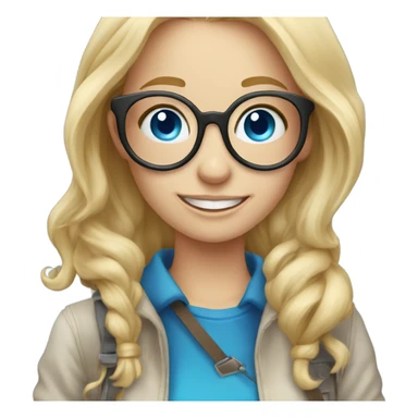 Real blonde girl with glasses smiling blue eyes taking pictures with a camera  sticker