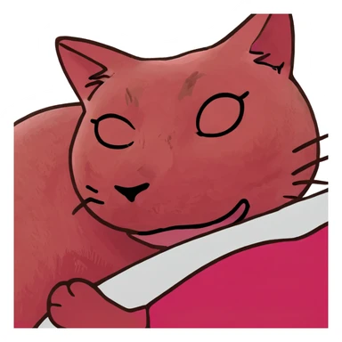 Hot pink Cat sleep  sticker