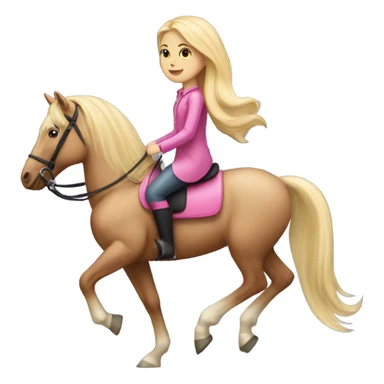 long blonde hair girl riding a pink horse  sticker