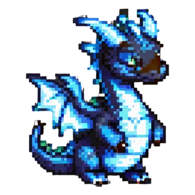 pixel art dragon with tiny wings, cute and expressive sticker