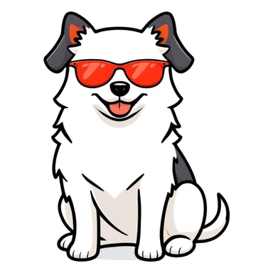 dog with red glasses  sticker