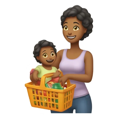 Woman and baby shopping sticker