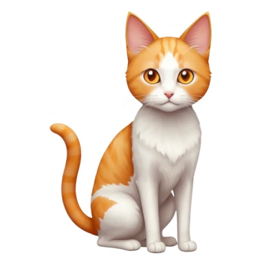 full body of tiny + skinny ginger and white cat with deep orange eyes and triangular shaped face sticker