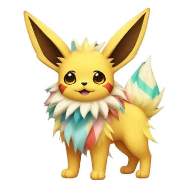 Jolteon-Flareon-Eevee with colorful stripes full body sticker