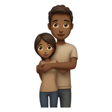 brown girl with white skin hugging a brown boy with white skin shorter than her sticker
