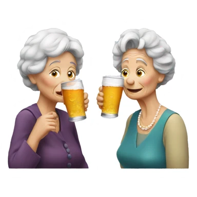 Two old ladies drinking  sticker