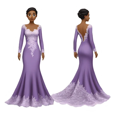 Long sleeve lace purple gown dress sticker
