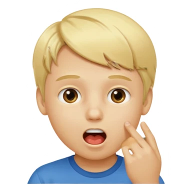 Un garçon blond qui ouvre la bouche laissant voir les numéros 6 7 sticker