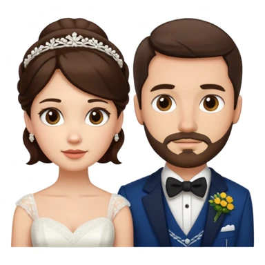scottish man with stubble, brunette woman wedding sticker