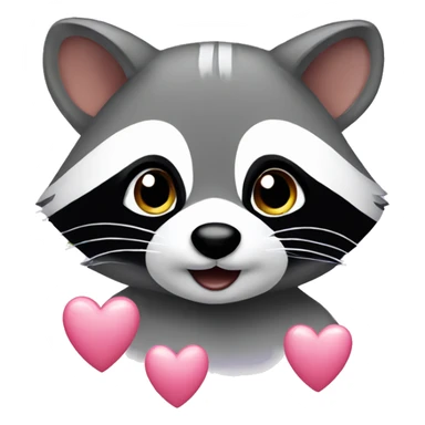 Cute Raccoon with hearts sticker