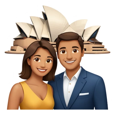 smiling couple at Sydney Opera House  sticker