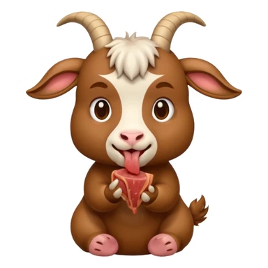 chibi goat emoji eating meat sticker