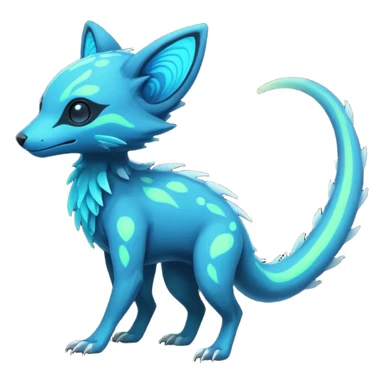 Rare realistic dark-neon glowing bioluminescent edgy badass epic pretty beautiful handsome gorgeous aesthetic colorful vibrant Vernid-Trico-species-Fakemon-creature by LiLaiRa, 4 legs, 1 tail, random markings, (full body) sticker