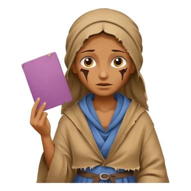 begger woman with holding  a pancart sticker