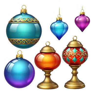 old Ornaments in a glass  showcase sticker