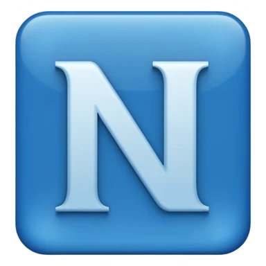 capital letter "N" printed in blue square in middle sticker