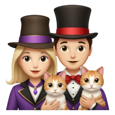 magician couple and their pet cat sticker