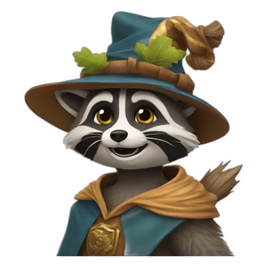 raccoon‐wizard sticker