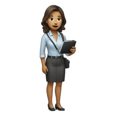 journalist with full body holding a micro at her mouth sticker