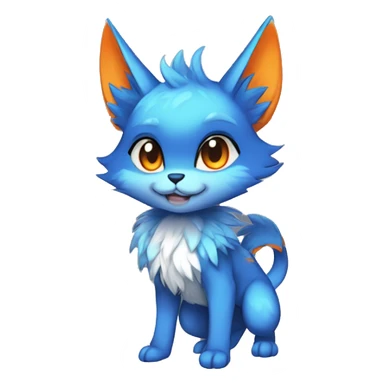 Anthro-Edgy-Cool-Blue-Orange-Contrast-Colors-Fantasy-Fur-Sona-Chibi-Shiny-Fakémon-Hybrid full body sticker