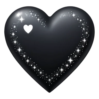 a black heart with tiny glitter dust on it sticker